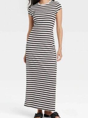 black and white striped maxi dress target Cupshe Women's Striped Maxi Tank Dress for Casual Beachwear-S-Black